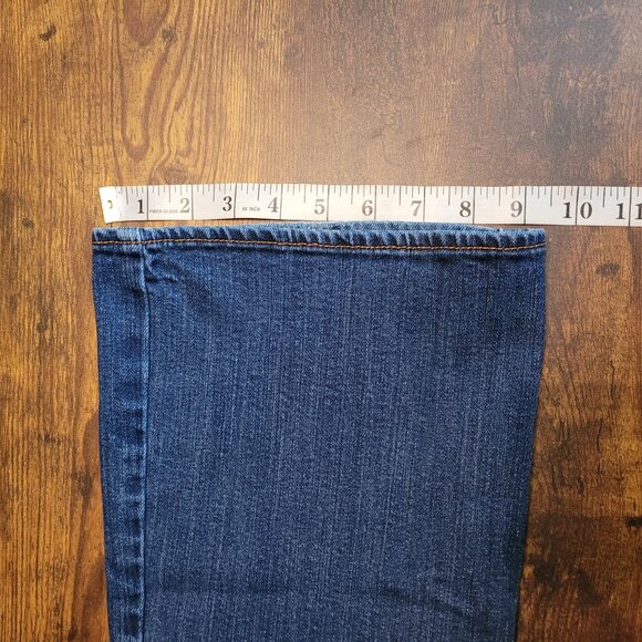 American Eagle Jeans 12 R Artist Flare Low Rise Medium Dark Wash Stretch Western - Picture 10 of 11